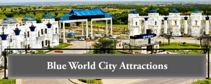 What are the major tourist spots available in Blue World City?